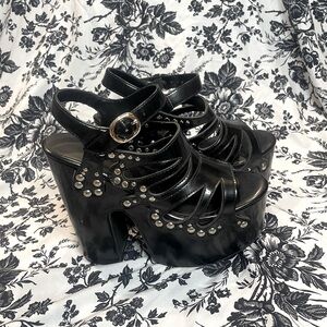 Sugar Thrillz Black studded platform sandals